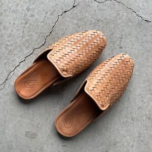 OluKai Woven Tan Mules